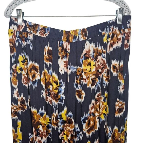 BAND OF GYPSIES Floral Wide Leg Pants XL Hand Pockets Elastic Waist Flowy - Picture 5 of 6